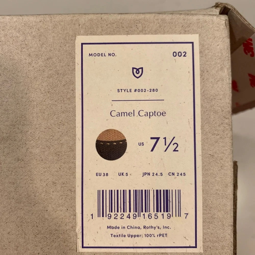 Rothy’s Women’s Point Camel Captoe Size 7.5 NWT - Picture 8 of 8